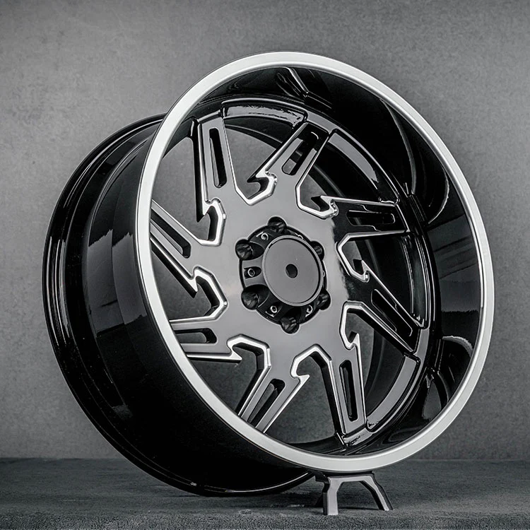 ล้อฟอร์จออฟโรดสีดำเงาพร้อมขอบขัดเงา